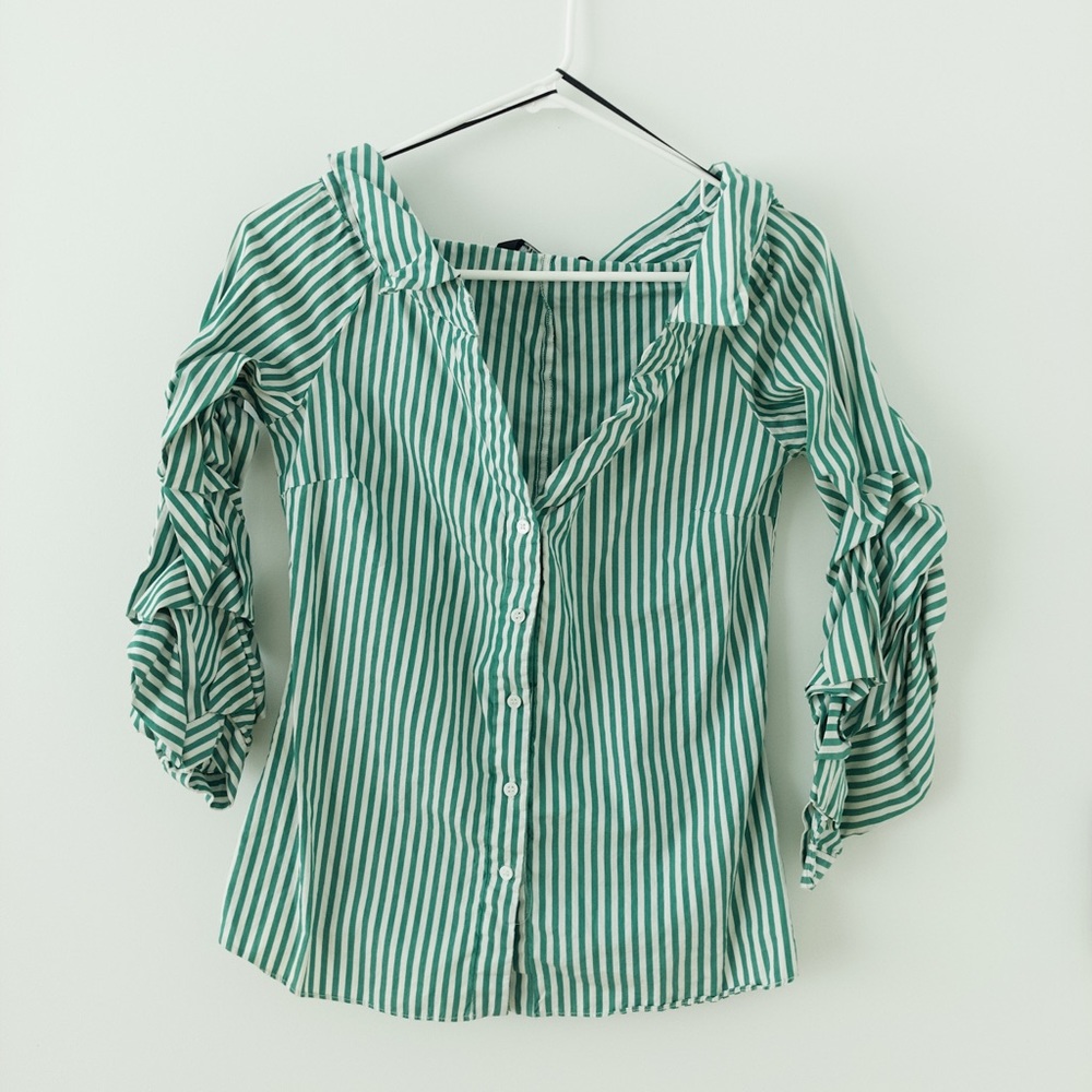 Zara Green stripe chic shirt